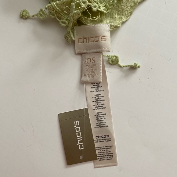 Chico’s Laura Lace Boho Scarf Straight Oblong scarves svelte sage - Picture 8 of 11